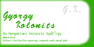 gyorgy kolonits business card